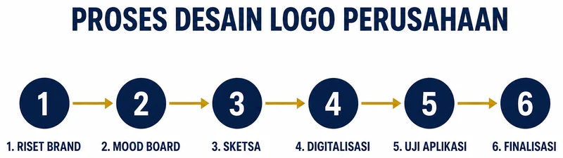 Proses desain logo perusahaan dari riset brand hingga finalisasi