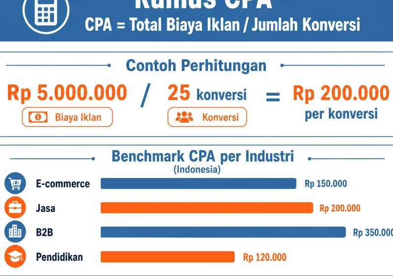 Rumus cara menghitung target CPA dan benchmark CPA per industri di Indonesia