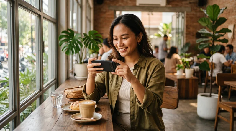 Selebgram Instagram memotret produk untuk konten endorsement