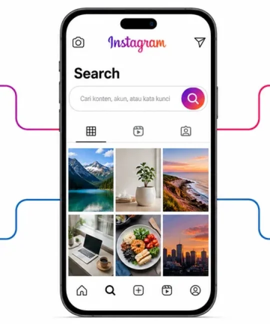Konsep SEO Instagram dengan kata kunci di bio, alt text, caption, dan hashtag