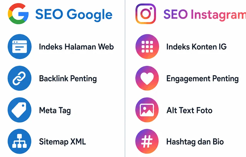 Perbandingan SEO Instagram vs SEO Google ranking factor