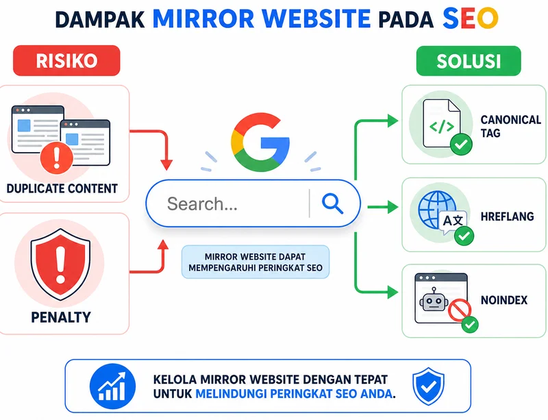 Risiko SEO mirror website dan solusi canonical hreflang