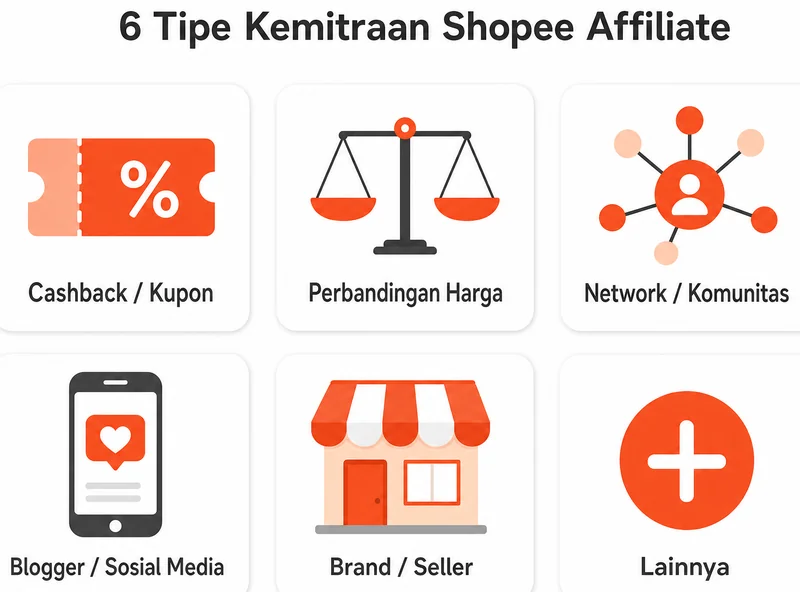 6 tipe kemitraan Shopee Affiliate untuk affiliator