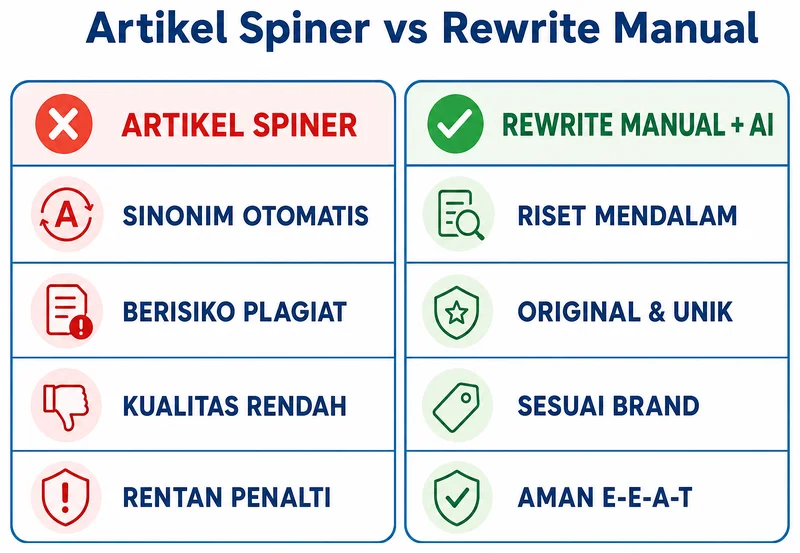 Perbandingan artikel spiner vs rewrite manual