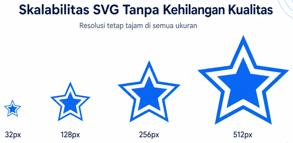 Demonstrasi skalabilitas SVG di berbagai ukuran