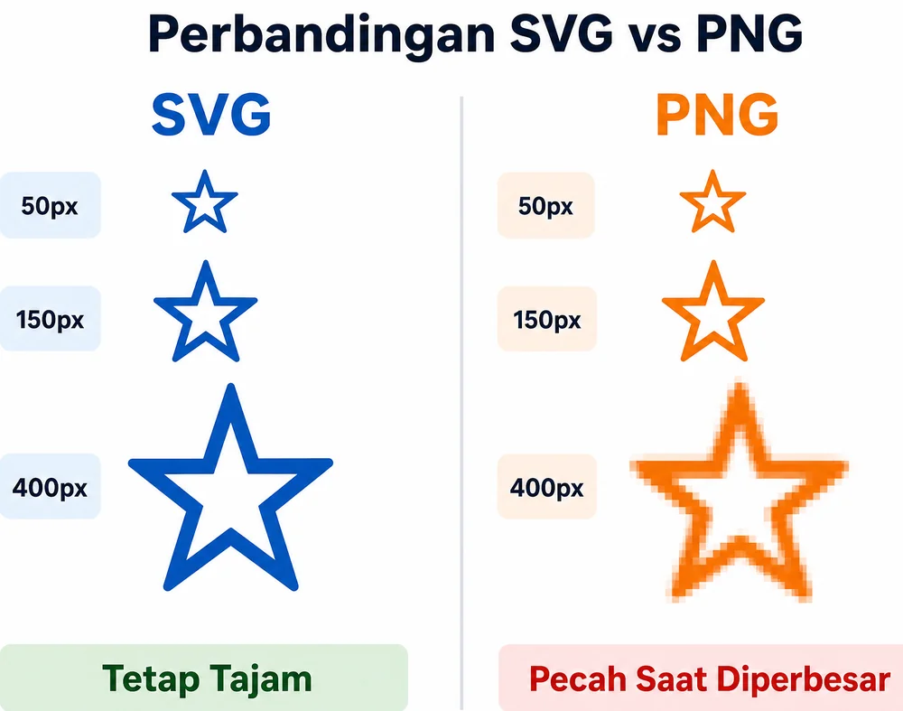 Perbandingan SVG vs PNG saat diperbesar