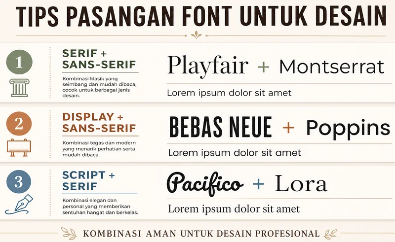Contoh kombinasi pasangan font untuk desain grafis profesional