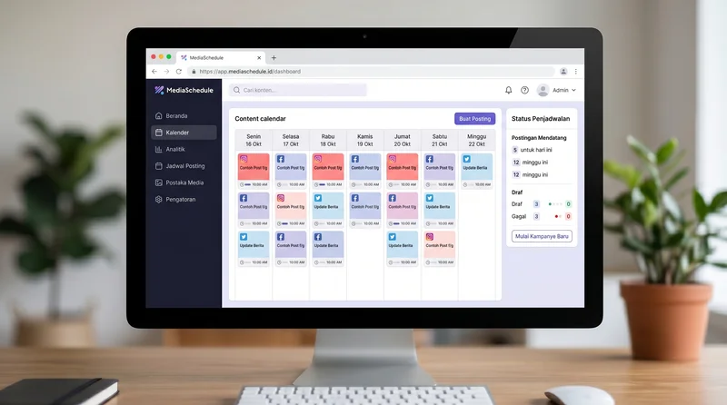 Dashboard scheduling tools yang dipakai admin media sosial untuk jadwalkan konten