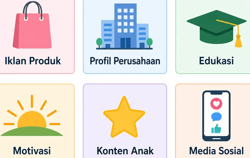 Genre teks voice over - iklan, perusahaan, edukasi, motivasi, anak, media sosial