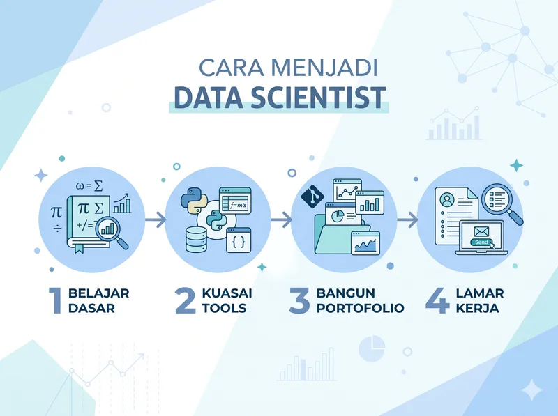 Langkah cara menjadi data scientist belajar tools portofolio melamar kerja