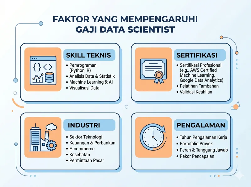 Empat faktor yang memengaruhi gaji data scientist skill sertifikasi industri pengalaman