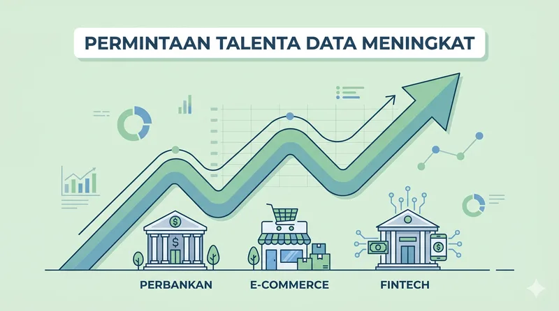 Grafik tren permintaan talenta data scientist meningkat di Indonesia