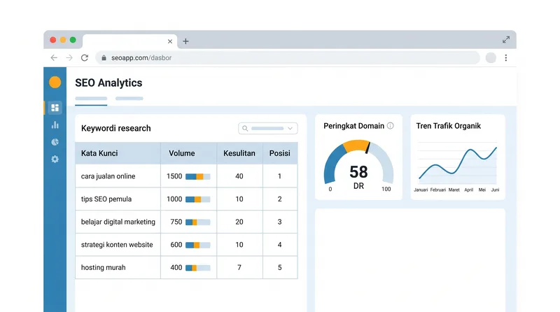Tampilan dasbor fitur riset kata kunci Semrush