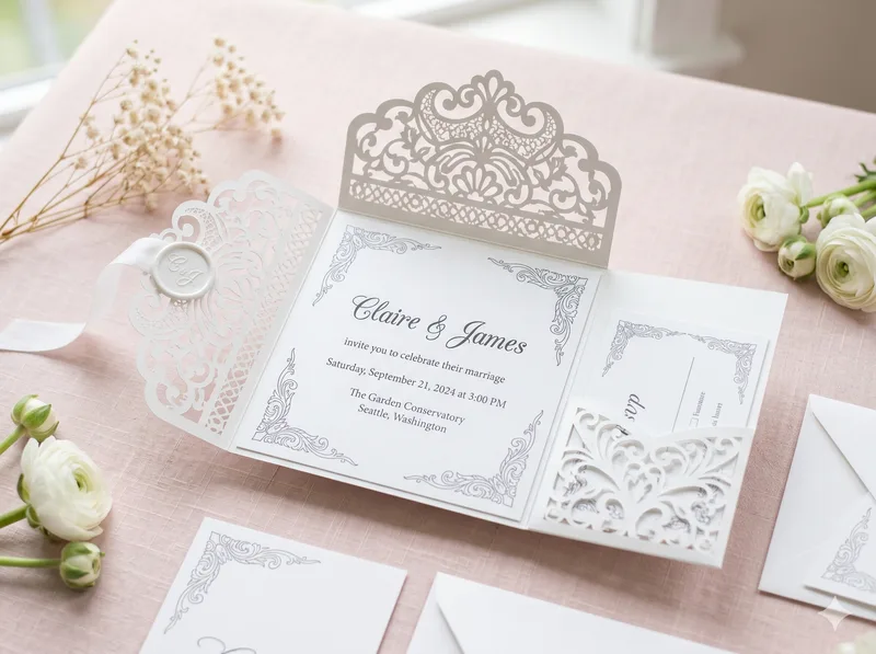 Undangan pernikahan unik teknik laser cut filigree