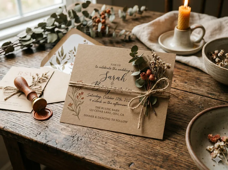 Undangan pernikahan unik gaya rustic kraft paper earth tone