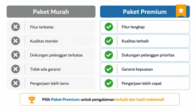 Perbandingan paket SEO murah versus premium berdasarkan cakupan pekerjaan dan transparansi