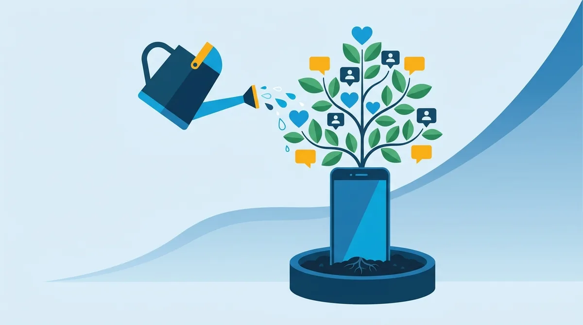 Ilustrasi pertumbuhan followers organik yang dirawat secara konsisten