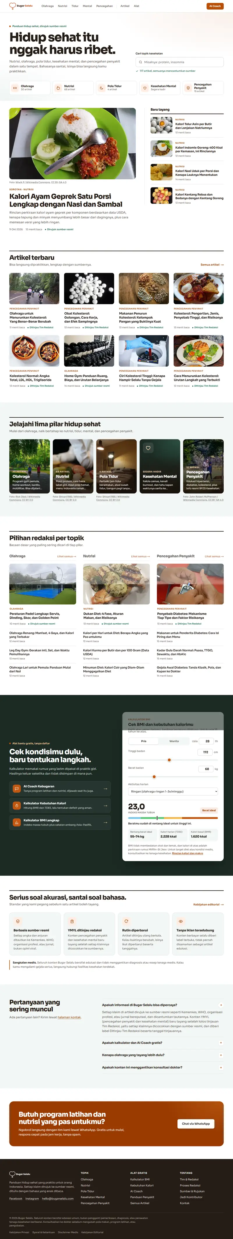 Halaman depan website Bugar Selalu (bugarselalu.com), portal kesehatan, satu halaman penuh