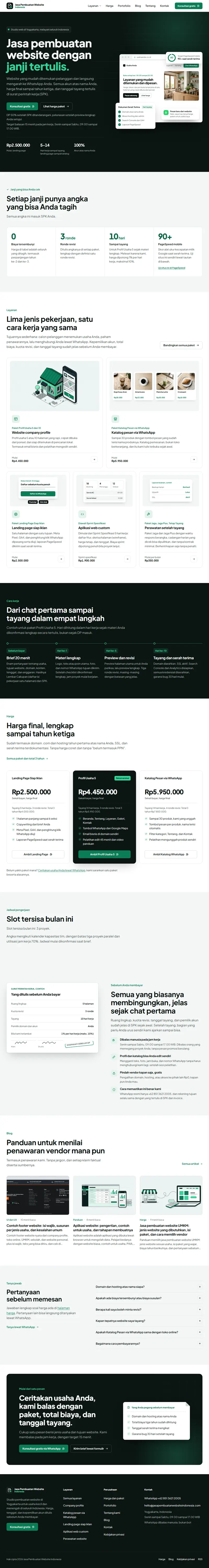 Halaman depan website Jasa Pembuatan Website Indonesia (jasapembuatanwebsiteindonesia.com), studio pembuatan website, satu halaman penuh