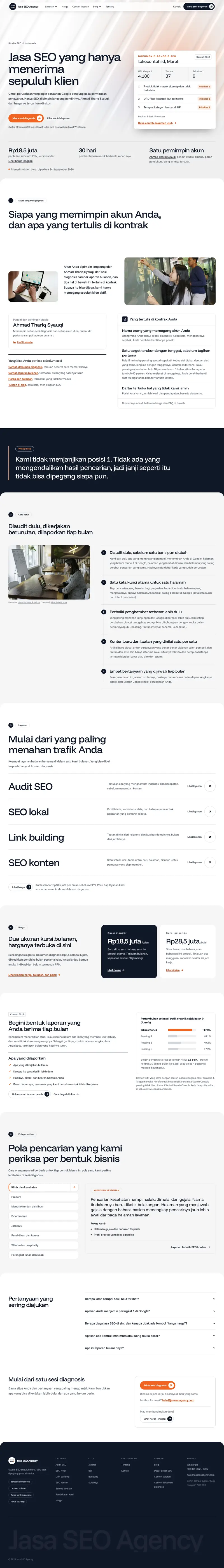 Halaman depan website Jasa SEO Agency (jasaseoagency.com), agensi seo, satu halaman penuh