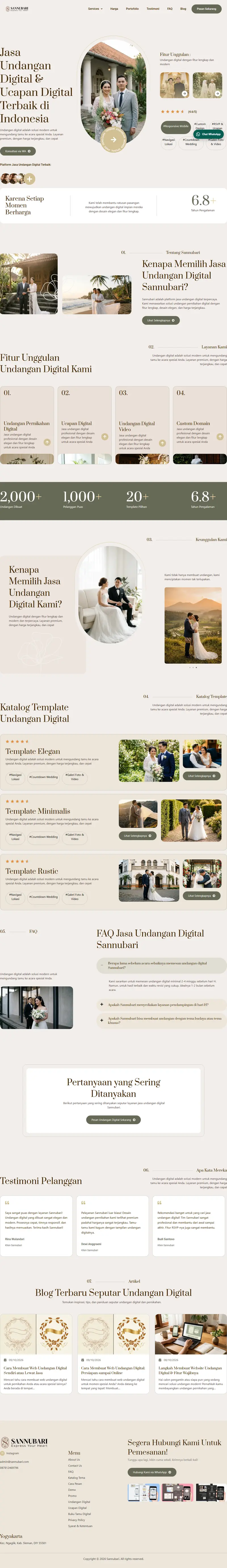 Halaman depan website Sannubari (sannubari.com), undangan digital pernikahan, satu halaman penuh