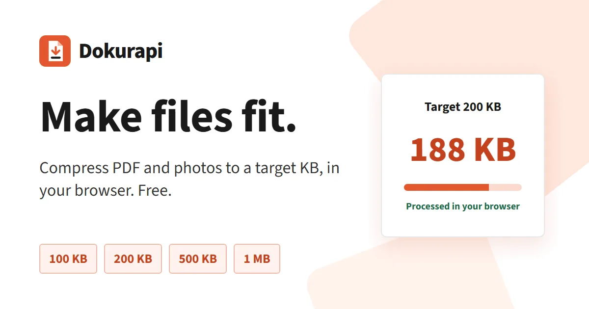 Kartu brand Dokurapi, alat kompres PDF dan foto ke ukuran target Kartu brand Dokurapi, alat kompres PDF dan foto ke ukuran target