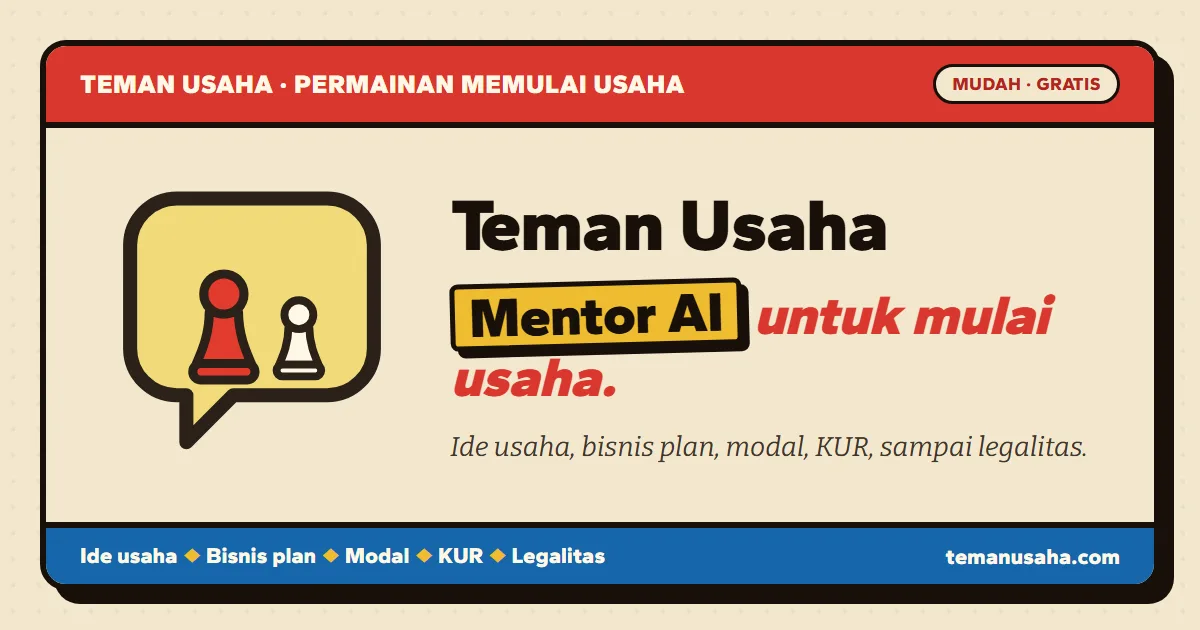 Kartu brand Teman Usaha, mentor AI untuk mulai usaha Kartu brand Teman Usaha, mentor AI untuk mulai usaha